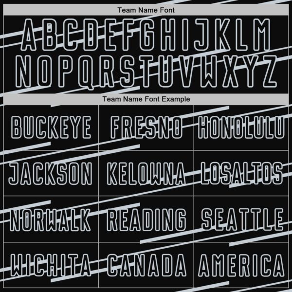 Custom Black Silver Diagonal Pinstripes Lines Sports Sublimation Soccer Uniform Jersey