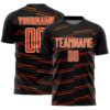 Custom Black Orange-White Diagonal Pinstripes Lines Sports Sublimation Soccer Uniform Jersey