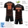 Custom Black Orange-White Diagonal Pinstripes Lines Sports Sublimation Soccer Uniform Jersey