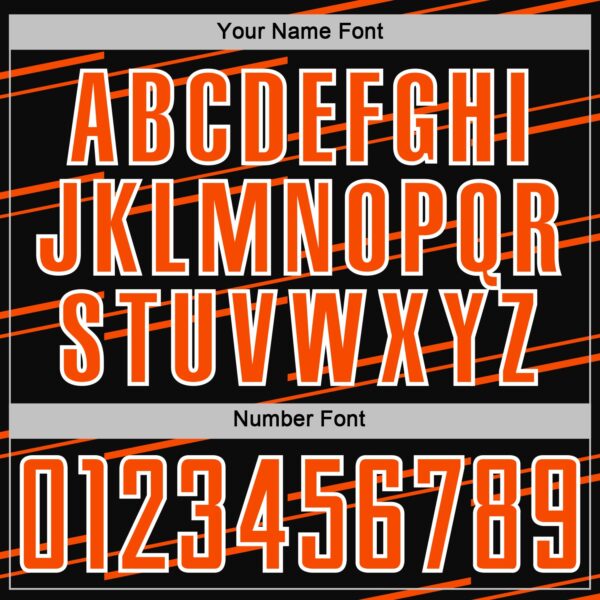 Custom Black Orange-White Diagonal Pinstripes Lines Sports Sublimation Soccer Uniform Jersey