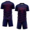 Custom Navy Red Diagonal Pinstripes Lines Sports Sublimation Soccer Uniform Jersey