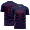 Custom Navy Red Diagonal Pinstripes Lines Sports Sublimation Soccer Uniform Jersey