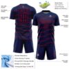 Custom Navy Red Diagonal Pinstripes Lines Sports Sublimation Soccer Uniform Jersey