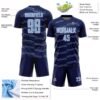 Custom Navy Light Blue-White Diagonal Pinstripes Lines Sports Sublimation Soccer Uniform Jersey