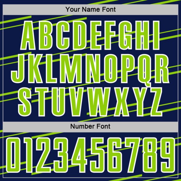 Custom Navy Neon Green-White Diagonal Pinstripes Lines Sports Sublimation Soccer Uniform Jersey