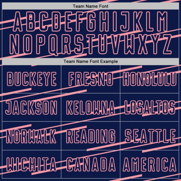 Custom Navy Medium Pink Diagonal Pinstripes Lines Sports Sublimation Soccer Uniform Jersey