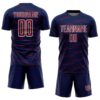 Custom Navy Crimson-White Diagonal Pinstripes Lines Sports Sublimation Soccer Uniform Jersey