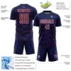 Custom Navy Crimson-White Diagonal Pinstripes Lines Sports Sublimation Soccer Uniform Jersey