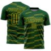 Custom Green Yellow Diagonal Pinstripes Lines Sports Sublimation Soccer Uniform Jersey