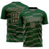 Custom Green Medium Pink Diagonal Pinstripes Lines Sports Sublimation Soccer Uniform Jersey