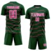 Custom Green Pink-White Diagonal Pinstripes Lines Sports Sublimation Soccer Uniform Jersey