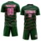 Custom Green Pink-White Diagonal Pinstripes Lines Sports Sublimation Soccer Uniform Jersey