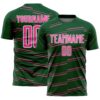 Custom Green Pink-White Diagonal Pinstripes Lines Sports Sublimation Soccer Uniform Jersey