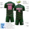 Custom Green Pink-White Diagonal Pinstripes Lines Sports Sublimation Soccer Uniform Jersey