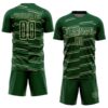 Custom Green Cream Diagonal Pinstripes Lines Sports Sublimation Soccer Uniform Jersey