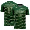 Custom Green Cream Diagonal Pinstripes Lines Sports Sublimation Soccer Uniform Jersey