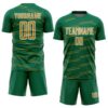 Custom Kelly Green Old Gold-White Diagonal Pinstripes Lines Sports Sublimation Soccer Uniform Jersey