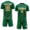 Custom Kelly Green Old Gold-White Diagonal Pinstripes Lines Sports Sublimation Soccer Uniform Jersey