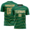 Custom Kelly Green Old Gold-White Diagonal Pinstripes Lines Sports Sublimation Soccer Uniform Jersey