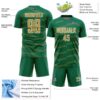 Custom Kelly Green Old Gold-White Diagonal Pinstripes Lines Sports Sublimation Soccer Uniform Jersey