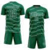 Custom Kelly Green White Diagonal Pinstripes Lines Sports Sublimation Soccer Uniform Jersey
