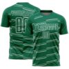 Custom Kelly Green White Diagonal Pinstripes Lines Sports Sublimation Soccer Uniform Jersey