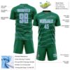 Custom Kelly Green Light Blue-White Diagonal Pinstripes Lines Sports Sublimation Soccer Uniform Jersey