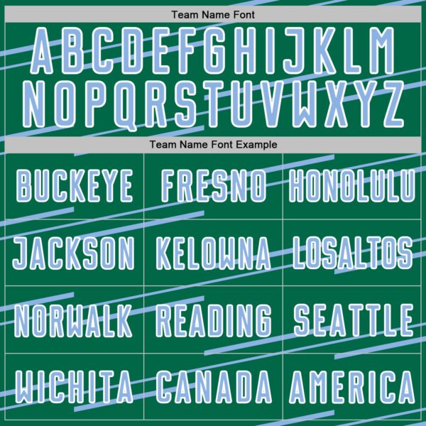 Custom Kelly Green Light Blue-White Diagonal Pinstripes Lines Sports Sublimation Soccer Uniform Jersey