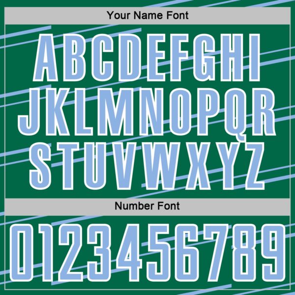 Custom Kelly Green Light Blue-White Diagonal Pinstripes Lines Sports Sublimation Soccer Uniform Jersey