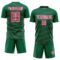 Custom Kelly Green Neon Pink-White Diagonal Pinstripes Lines Sports Sublimation Soccer Uniform Jersey
