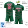 Custom Kelly Green Neon Pink-White Diagonal Pinstripes Lines Sports Sublimation Soccer Uniform Jersey