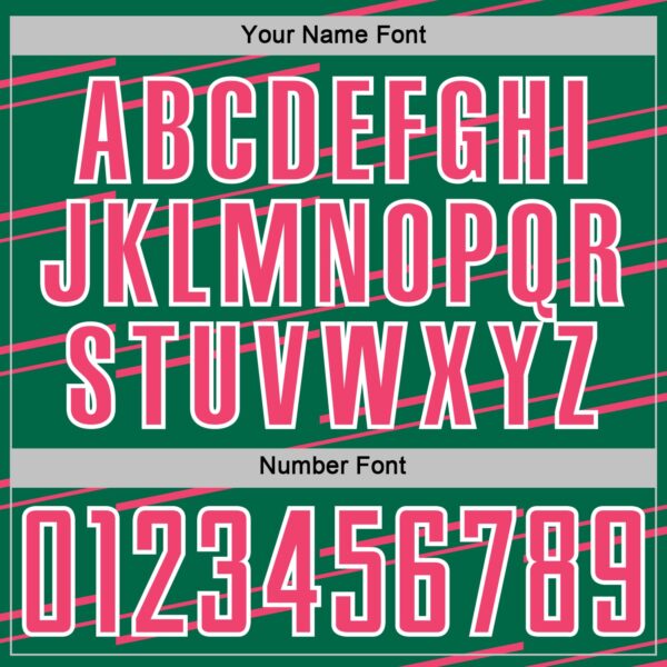 Custom Kelly Green Neon Pink-White Diagonal Pinstripes Lines Sports Sublimation Soccer Uniform Jersey