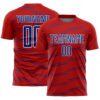 Custom Red Royal-White Diagonal Pinstripes Lines Sports Sublimation Soccer Uniform Jersey