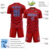 Custom Red Royal-White Diagonal Pinstripes Lines Sports Sublimation Soccer Uniform Jersey