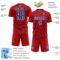 Custom Red Royal-White Diagonal Pinstripes Lines Sports Sublimation Soccer Uniform Jersey