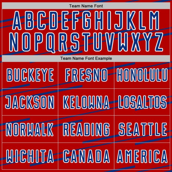 Custom Red Royal-White Diagonal Pinstripes Lines Sports Sublimation Soccer Uniform Jersey