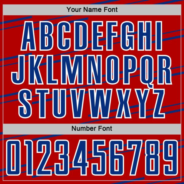 Custom Red Royal-White Diagonal Pinstripes Lines Sports Sublimation Soccer Uniform Jersey