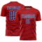 Custom Red Royal-White Diagonal Pinstripes Lines Sports Sublimation Soccer Uniform Jersey