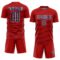 Custom Red Navy-White Diagonal Pinstripes Lines Sports Sublimation Soccer Uniform Jersey