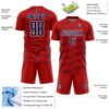 Custom Red Navy-White Diagonal Pinstripes Lines Sports Sublimation Soccer Uniform Jersey