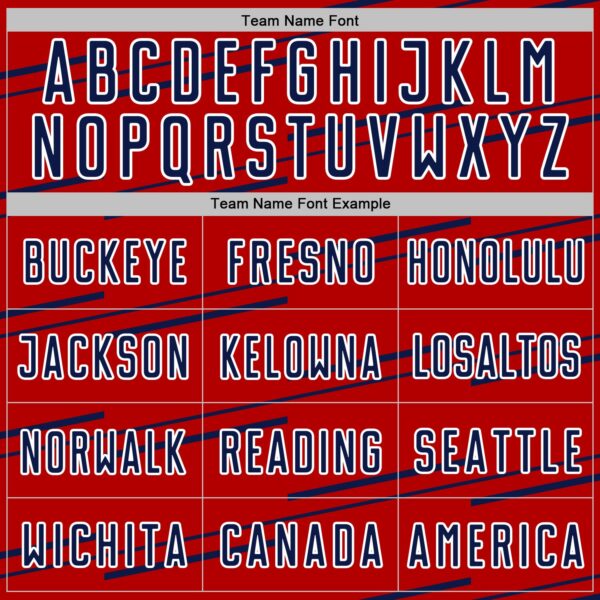 Custom Red Navy-White Diagonal Pinstripes Lines Sports Sublimation Soccer Uniform Jersey