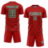 Custom Red Kelly Green-White Diagonal Pinstripes Lines Sports Sublimation Soccer Uniform Jersey