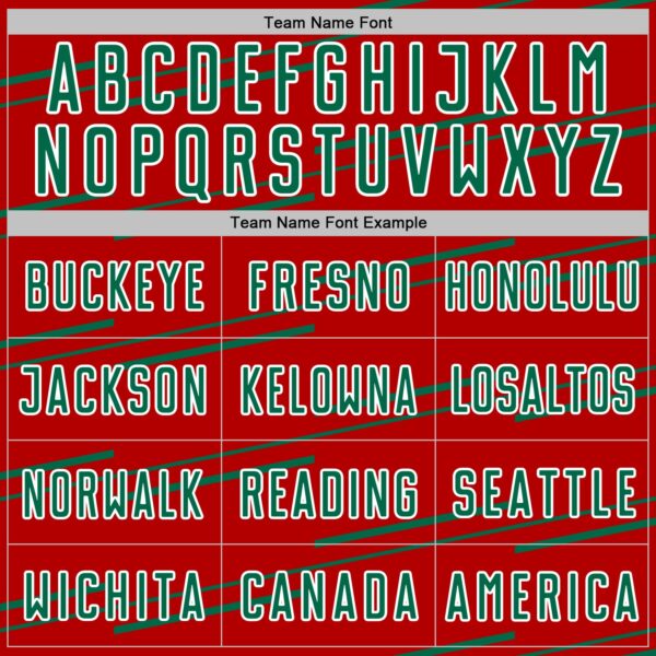 Custom Red Kelly Green-White Diagonal Pinstripes Lines Sports Sublimation Soccer Uniform Jersey