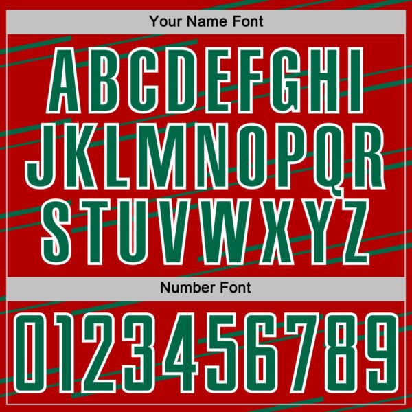 Custom Red Kelly Green-White Diagonal Pinstripes Lines Sports Sublimation Soccer Uniform Jersey