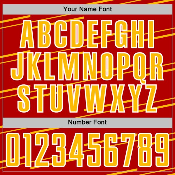 Custom Red Gold-White Diagonal Pinstripes Lines Sports Sublimation Soccer Uniform Jersey