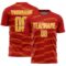 Custom Red Gold-White Diagonal Pinstripes Lines Sports Sublimation Soccer Uniform Jersey