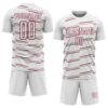 Custom White Crimson Diagonal Pinstripes Lines Sports Sublimation Soccer Uniform Jersey
