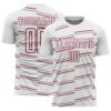 Custom White Crimson Diagonal Pinstripes Lines Sports Sublimation Soccer Uniform Jersey