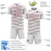 Custom White Crimson Diagonal Pinstripes Lines Sports Sublimation Soccer Uniform Jersey
