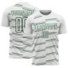 Custom White Green Diagonal Pinstripes Lines Sports Sublimation Soccer Uniform Jersey